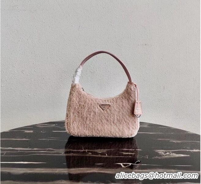 Luxury Discount Prada Shearling tote mini-bag 1NE515 pink