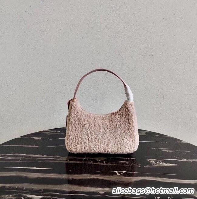 Luxury Discount Prada Shearling tote mini-bag 1NE515 pink