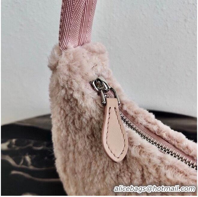 Luxury Discount Prada Shearling tote mini-bag 1NE515 pink