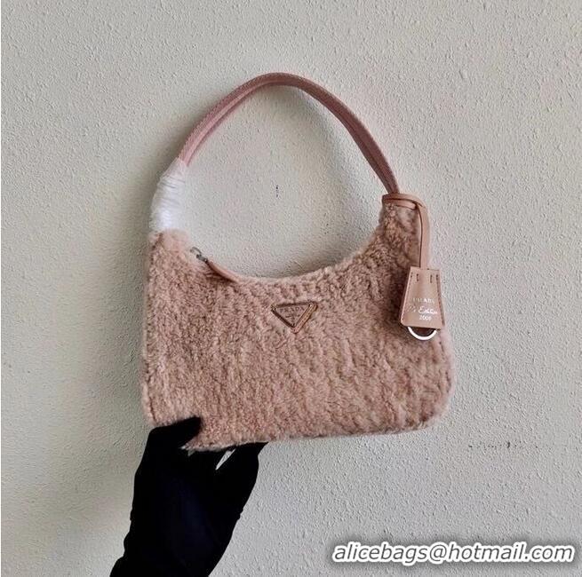 Luxury Discount Prada Shearling tote mini-bag 1NE515 pink