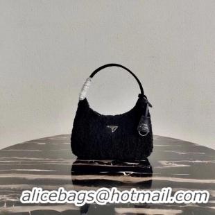 Best Quality Prada Shearling tote mini-bag 1NE515 black