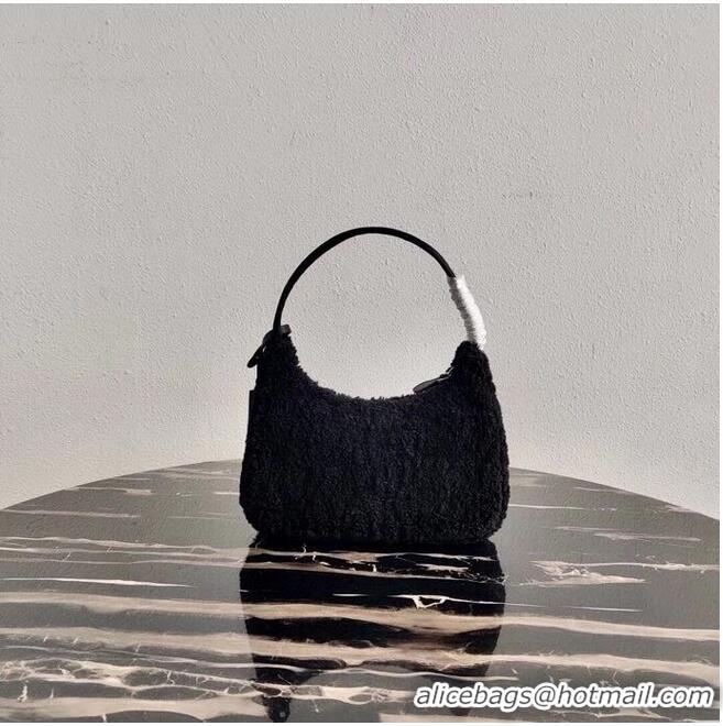 Best Quality Prada Shearling tote mini-bag 1NE515 black