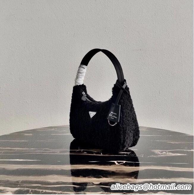 Best Quality Prada Shearling tote mini-bag 1NE515 black