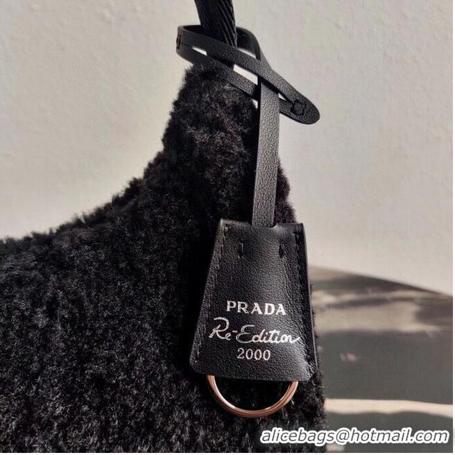 Best Quality Prada Shearling tote mini-bag 1NE515 black