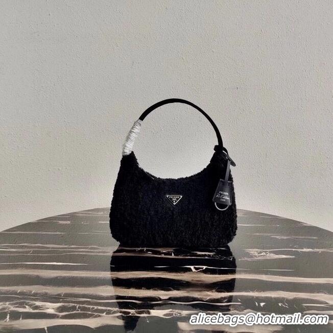 Best Quality Prada Shearling tote mini-bag 1NE515 black