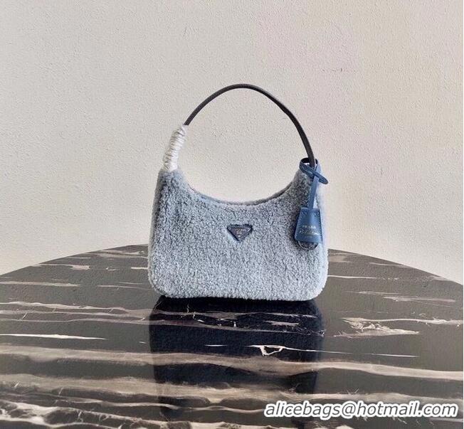 Buy Inexpensive Prada Shearling tote mini-bag 1NE515 light blue