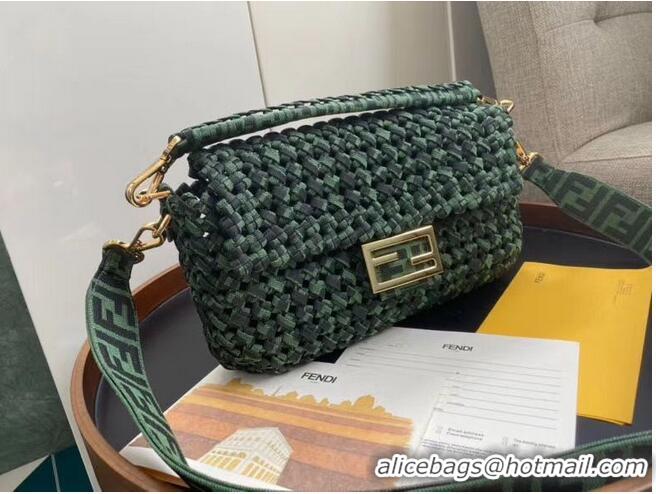 Well Crafted FENDI Baguette Shoulder Bag F0388 Green