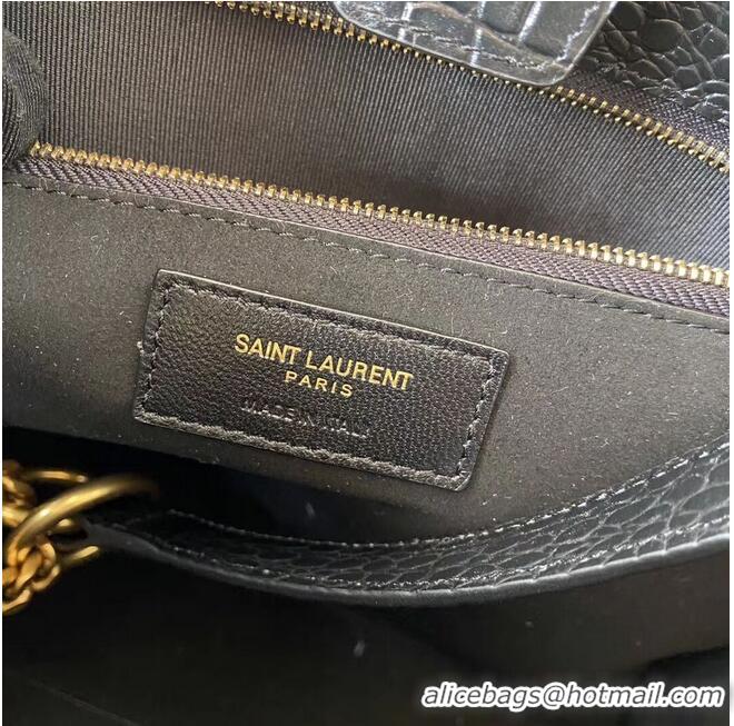 Luxury Cheap SAINT LAURENT CASSANDRA IN CROCODILE-EMBOSSED SHINY LEATHER Y862028 black