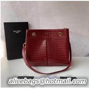 Low Price SAINT LAURENT CASSANDRA IN CROCODILE-EMBOSSED SHINY LEATHER Y862028 red