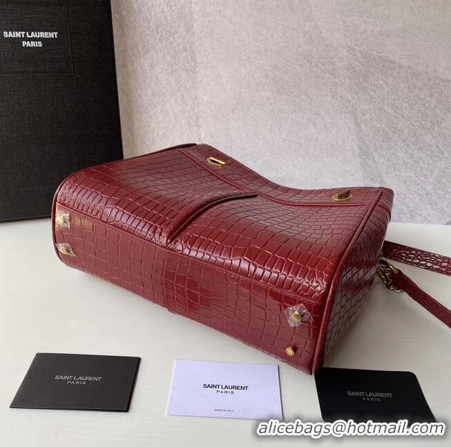 Low Price SAINT LAURENT CASSANDRA IN CROCODILE-EMBOSSED SHINY LEATHER Y862028 red