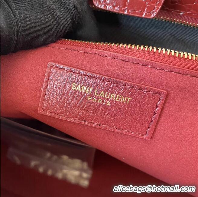 Low Price SAINT LAURENT CASSANDRA IN CROCODILE-EMBOSSED SHINY LEATHER Y862028 red