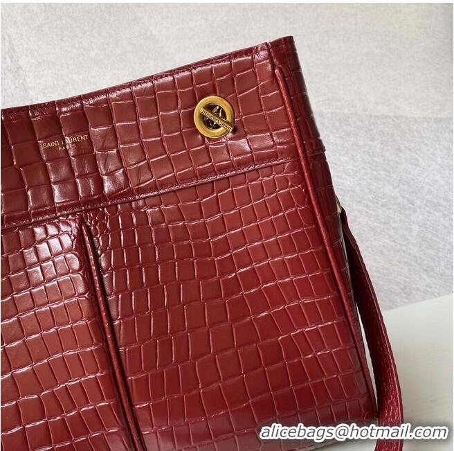 Low Price SAINT LAURENT CASSANDRA IN CROCODILE-EMBOSSED SHINY LEATHER Y862028 red