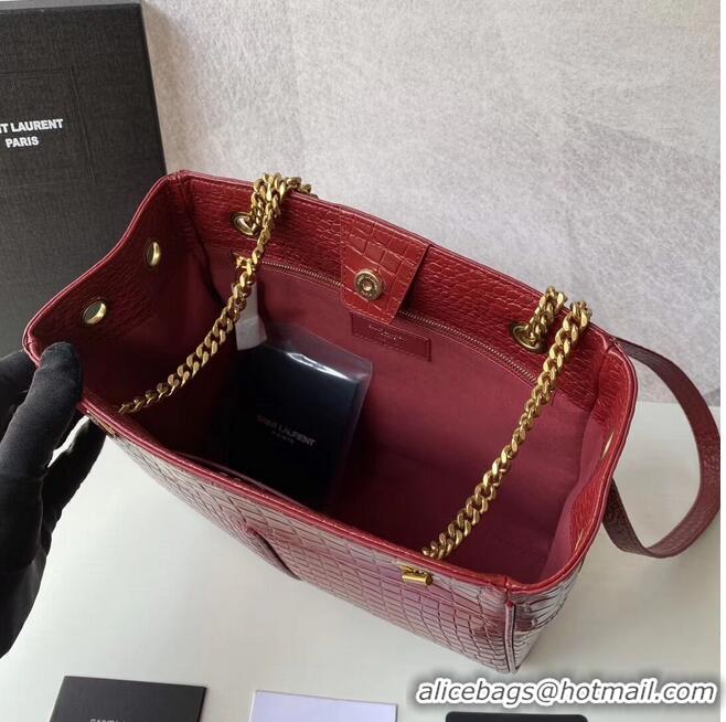 Low Price SAINT LAURENT CASSANDRA IN CROCODILE-EMBOSSED SHINY LEATHER Y862028 red