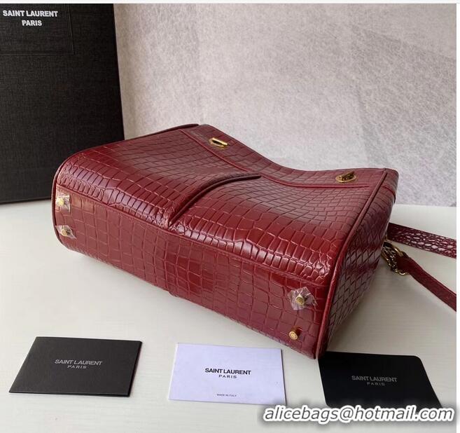 Low Price SAINT LAURENT CASSANDRA IN CROCODILE-EMBOSSED SHINY LEATHER Y862028 red