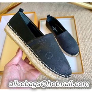 Best Price Louis Vuitton Starboard Monogram Silk Flat Espadrilles 111269 Black