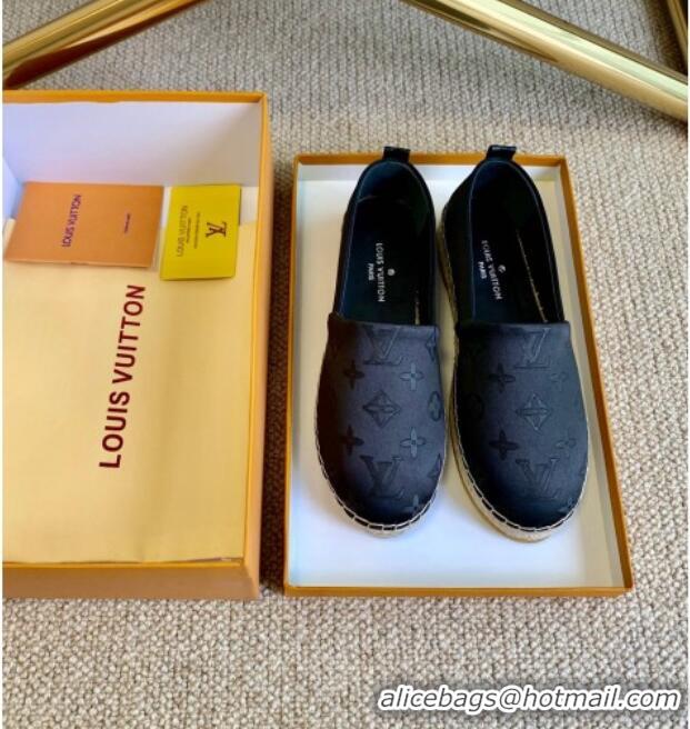 Best Price Louis Vuitton Starboard Monogram Silk Flat Espadrilles 111269 Black