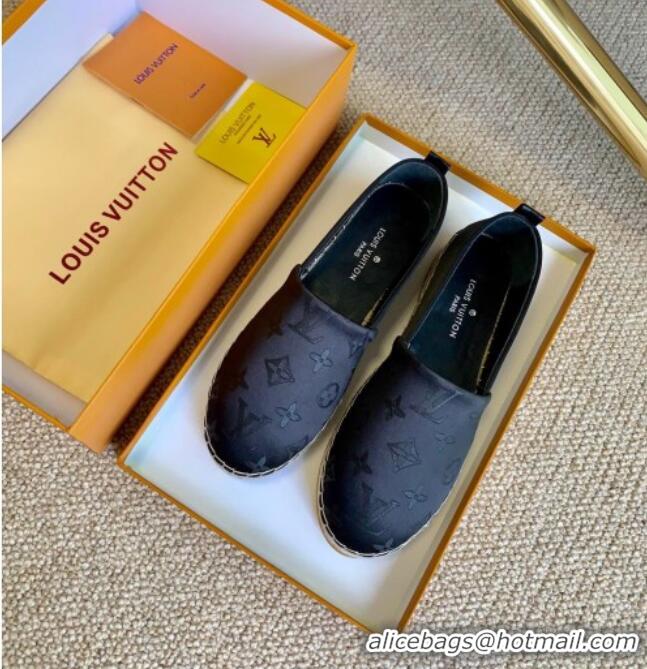 Best Price Louis Vuitton Starboard Monogram Silk Flat Espadrilles 111269 Black