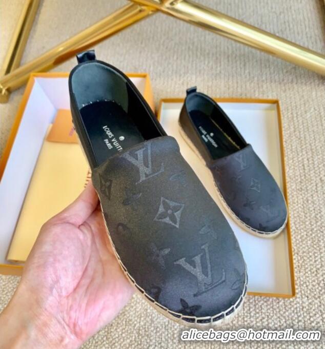 Best Price Louis Vuitton Starboard Monogram Silk Flat Espadrilles 111269 Black