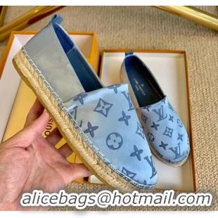 Unique Style Louis Vuitton Starboard Monogram Silk Flat Espadrilles 111269 Blue