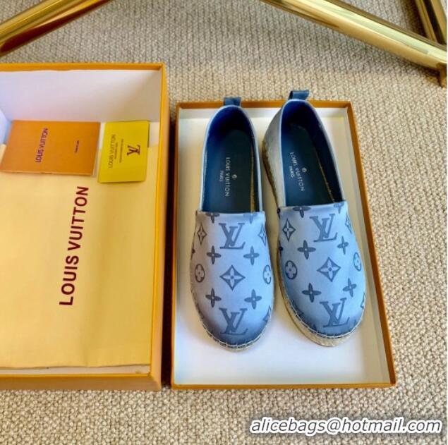 Unique Style Louis Vuitton Starboard Monogram Silk Flat Espadrilles 111269 Blue