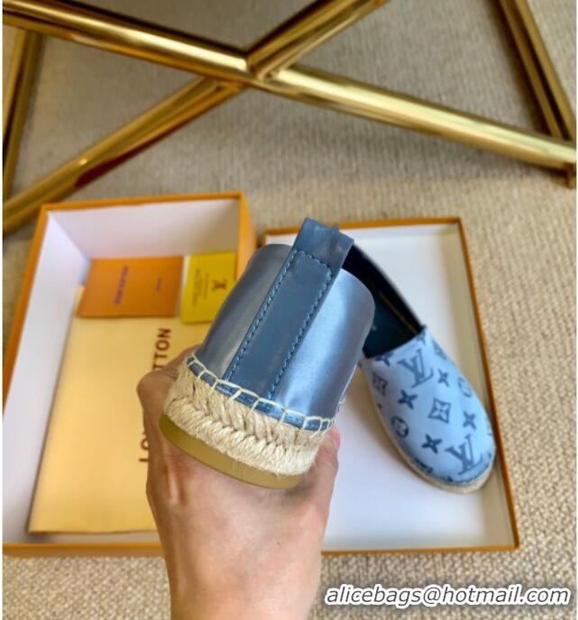 Unique Style Louis Vuitton Starboard Monogram Silk Flat Espadrilles 111269 Blue