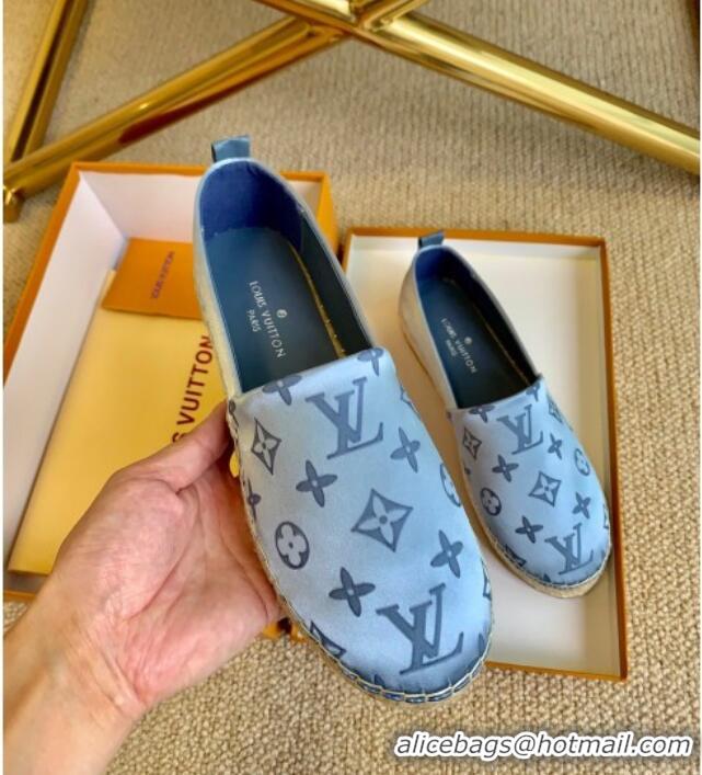 Unique Style Louis Vuitton Starboard Monogram Silk Flat Espadrilles 111269 Blue