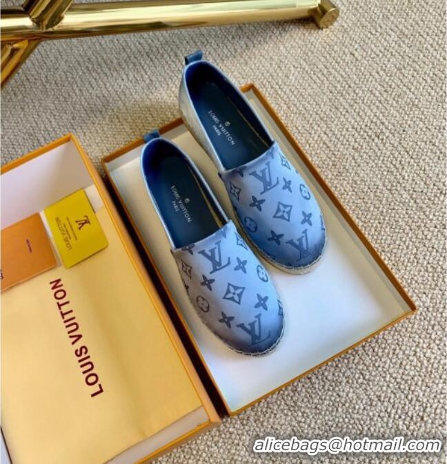 Unique Style Louis Vuitton Starboard Monogram Silk Flat Espadrilles 111269 Blue