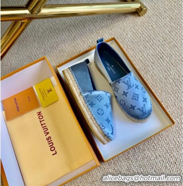 Unique Style Louis Vuitton Starboard Monogram Silk Flat Espadrilles 111269 Blue