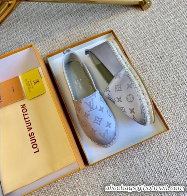 Purchase Louis Vuitton Starboard Monogram Silk Flat Espadrilles 111269 Silver