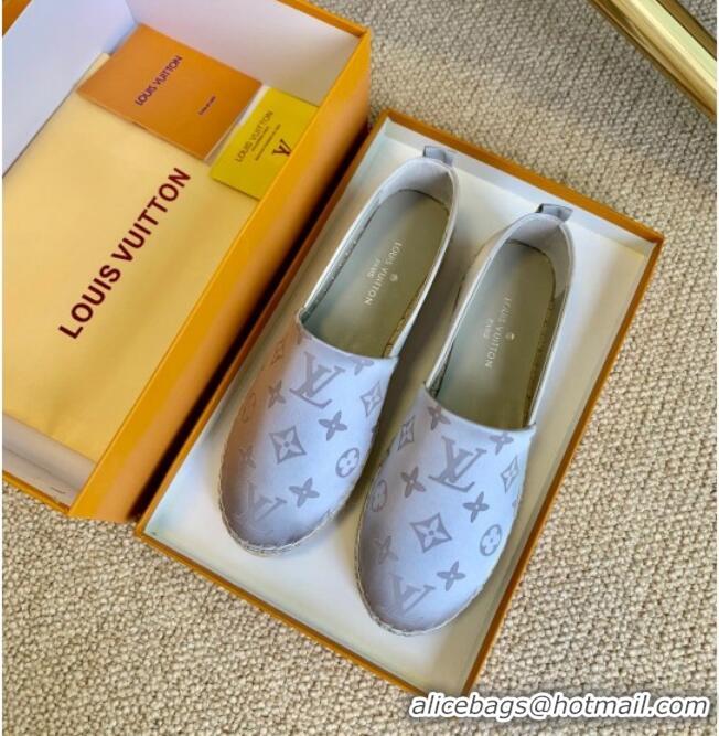 Purchase Louis Vuitton Starboard Monogram Silk Flat Espadrilles 111269 Silver