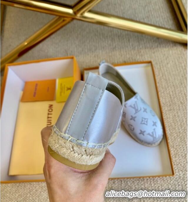 Purchase Louis Vuitton Starboard Monogram Silk Flat Espadrilles 111269 Silver