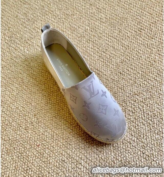 Purchase Louis Vuitton Starboard Monogram Silk Flat Espadrilles 111269 Silver