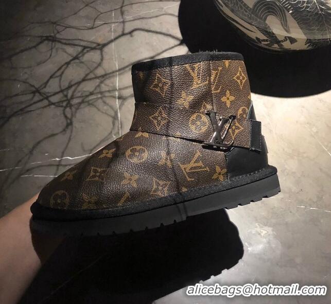 Affordable Price Louis Vuitton Monogram Canvas Wool Short Boots with LV Strap 111435