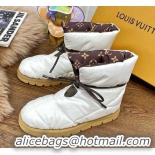 Top Quality Louis Vuitton Down Feather Lace-up Waterproof Boots White/Monogram 111652