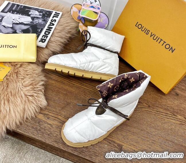 Top Quality Louis Vuitton Down Feather Lace-up Waterproof Boots White/Monogram 111652