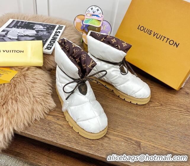 Top Quality Louis Vuitton Down Feather Lace-up Waterproof Boots White/Monogram 111652