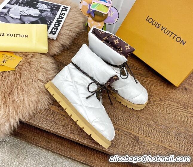 Top Quality Louis Vuitton Down Feather Lace-up Waterproof Boots White/Monogram 111652