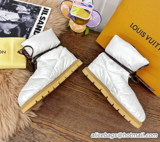 Top Quality Louis Vuitton Down Feather Lace-up Waterproof Boots White/Monogram 111652