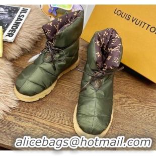 Low Price Louis Vuitton Down Feather Lace-up Waterproof Boots Green/Monogram 111653