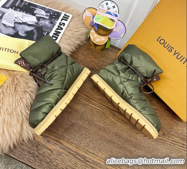 Low Price Louis Vuitton Down Feather Lace-up Waterproof Boots Green/Monogram 111653