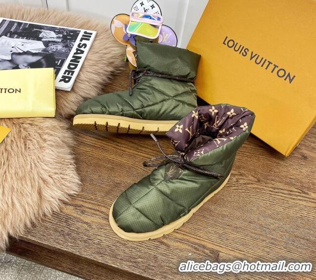 Low Price Louis Vuitton Down Feather Lace-up Waterproof Boots Green/Monogram 111653