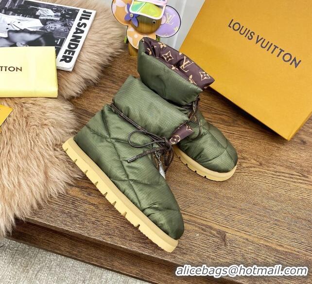 Low Price Louis Vuitton Down Feather Lace-up Waterproof Boots Green/Monogram 111653