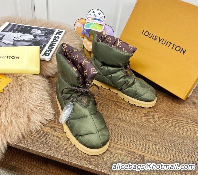 Low Price Louis Vuitton Down Feather Lace-up Waterproof Boots Green/Monogram 111653