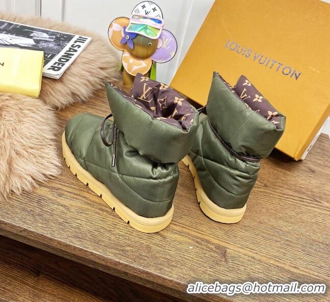 Low Price Louis Vuitton Down Feather Lace-up Waterproof Boots Green/Monogram 111653