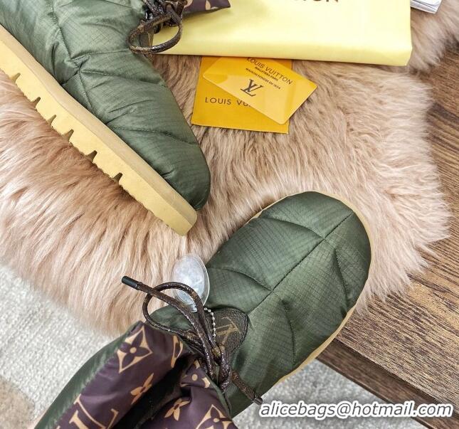 Low Price Louis Vuitton Down Feather Lace-up Waterproof Boots Green/Monogram 111653