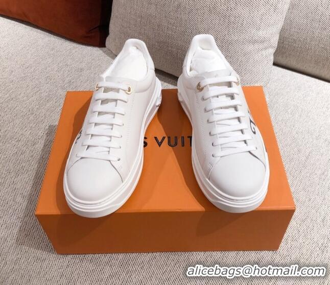 Perfect Louis Vuitton Time Out Leather Sneakers with LV Circle 111667 White