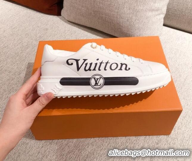 Perfect Louis Vuitton Time Out Leather Sneakers with LV Circle 111667 White