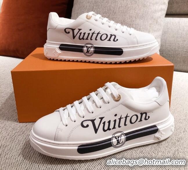 Perfect Louis Vuitton Time Out Leather Sneakers with LV Circle 111667 White