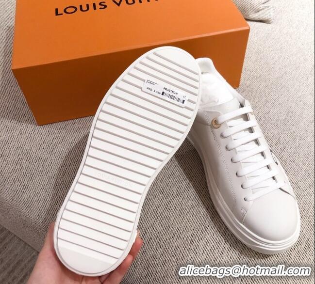 Perfect Louis Vuitton Time Out Leather Sneakers with LV Circle 111667 White