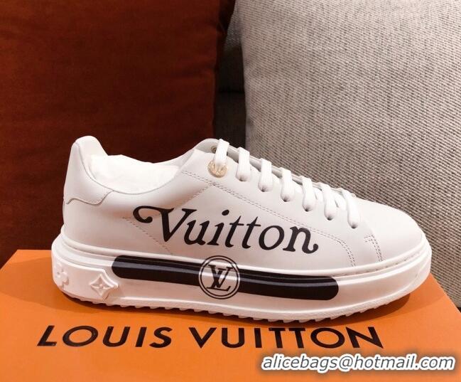 Perfect Louis Vuitton Time Out Leather Sneakers with LV Circle 111667 White